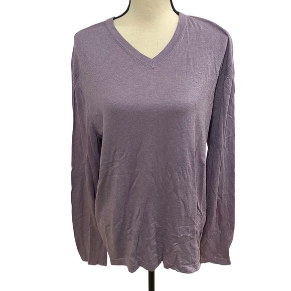 Banana Republic Light Weight Luxury Blend V-Neck Purple Sweater Flawed Size L - Picture 1 of 12